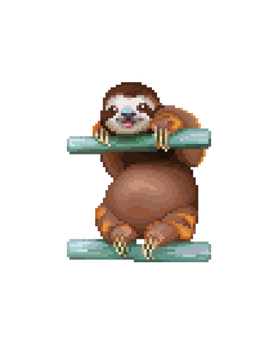 one happy sloth in #pixelart 🦥