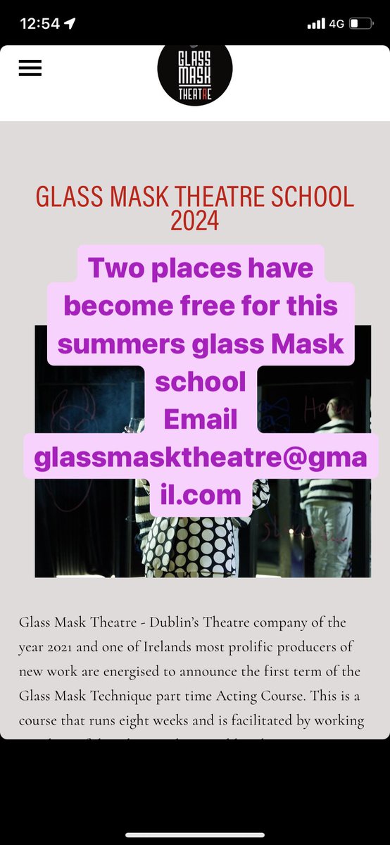 Glass Mask Theatre (@glassmaskdublin) on Twitter photo 2024-05-08 11:55:10