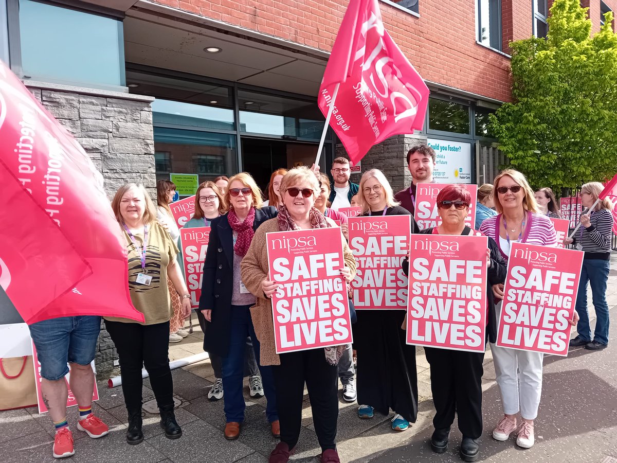 A great first days strike action by NIPSA social work members in child protection and looked after services - the strike action will continue tomorrow and Friday. UTW!
