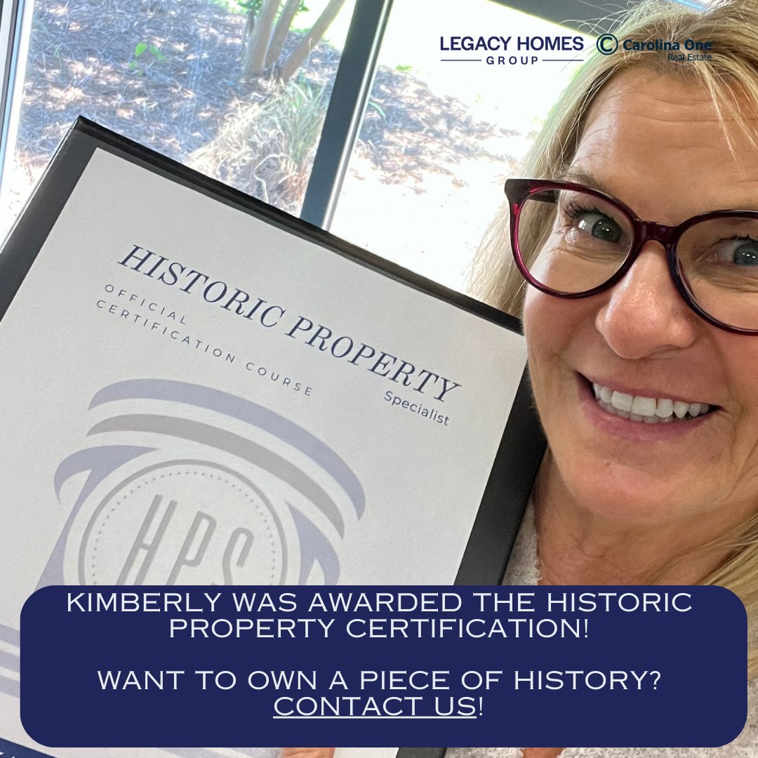 Kimberly was just awarded the Historic Homes Certification!  Legacy Homes Group has the experience and the expertise to help you buy the historic home of your dreams.  #historichomes #pieceofhistory #historiccharleston #chsrealestate #charlestondreamhome #charlestonrealestate