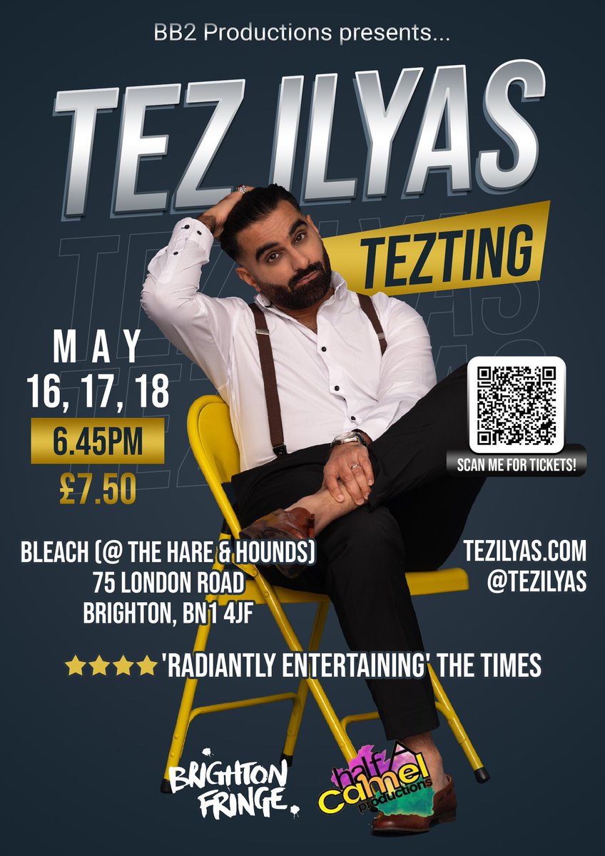 BRIGHTON! I'm coming to you next week! I'm doing a very limited @brightonfringe run ahead of my national tour later this year. Dates: 16th-18th May Time: 18.45 Cost: £7.50 Tkts: tinyurl.com/3ym7muj5 Please spread the word and I'll see you there!