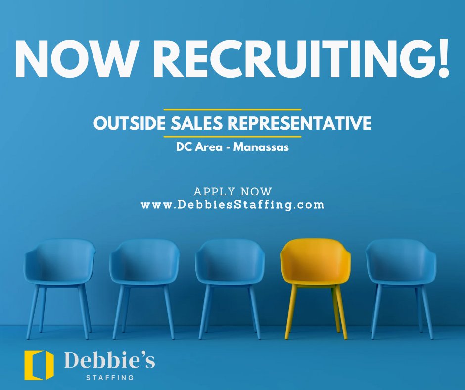 Debbie’s is recruiting an Outside Sales Representative for our client! See the job description and application instructions at ow.ly/abAK50Rxy53 or call 336-767-8535 for more information.

#TeamDebbies #Careers #ManassasVA #WashingtonDC #Jobs