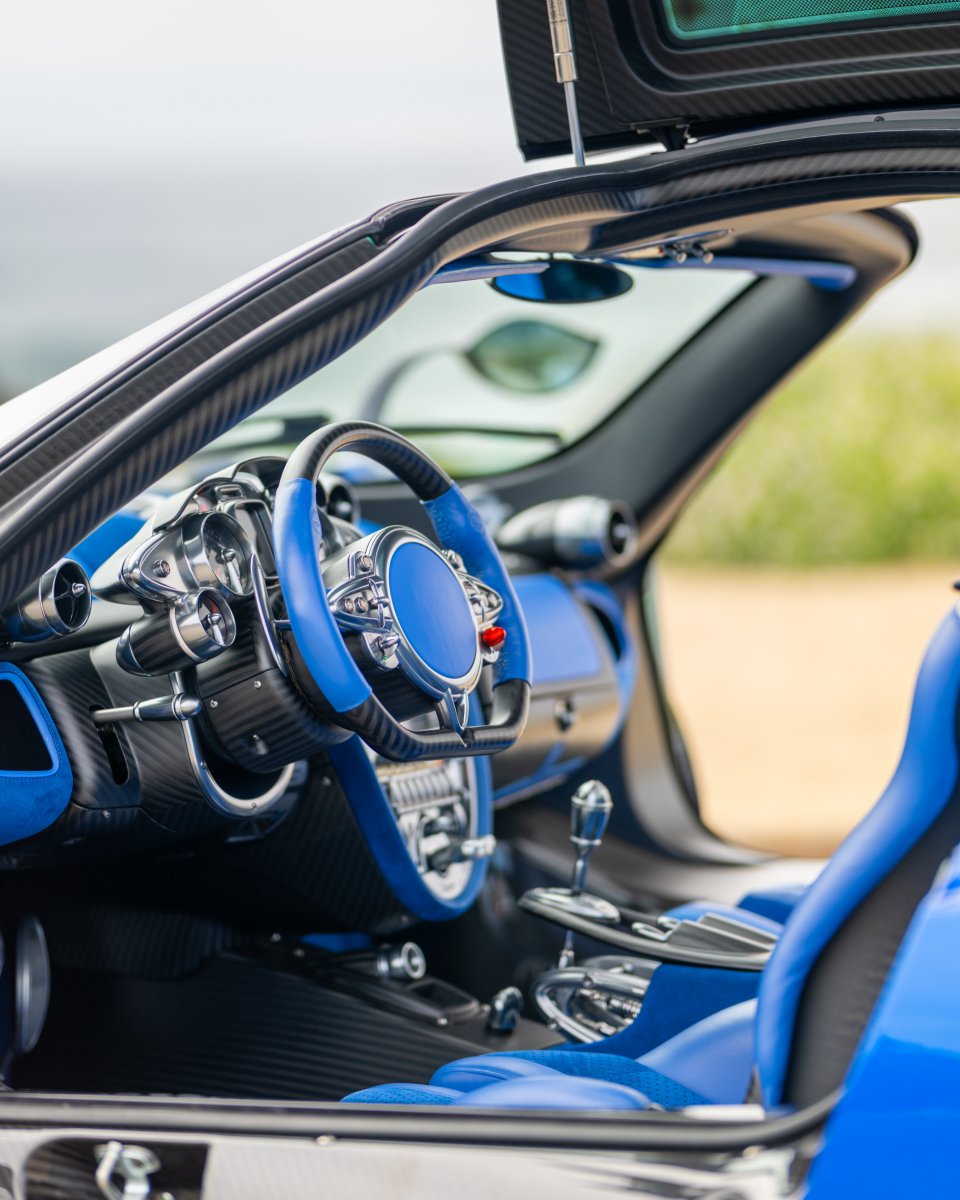 2017 Pagani Huayra BC | Chassis #16 of 20 💙 Adorned in a mesmerizing blend of Blue Francia and Blue Tricolore Carbon, its bespoke Blue Ossido Leather interior sets the stage for unparalleled luxury