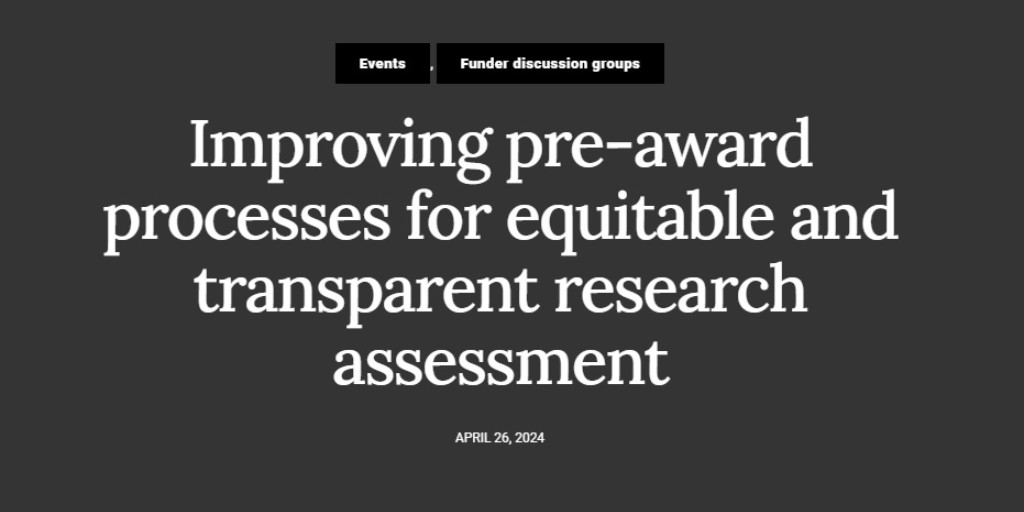 📢ICYMI New report on the symposia & workshops hosted by DORA @EBIBristol @MoreBrains_Coop to support equitable & transparent pre-award processes. The report includes: -Actions for realistic & transformative change -Practical examples of change ow.ly/OG8v50Rw6Xx