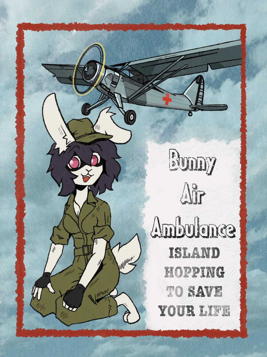 Here’s my entry to the Nurse Bunny art challenge! :D I went for a WW2-era medevac vibe. This is probably Alexa’s most drab outfit but still!

Alexa belongs to my friendo @/CrischarFoxito.

#furry #bnnuy