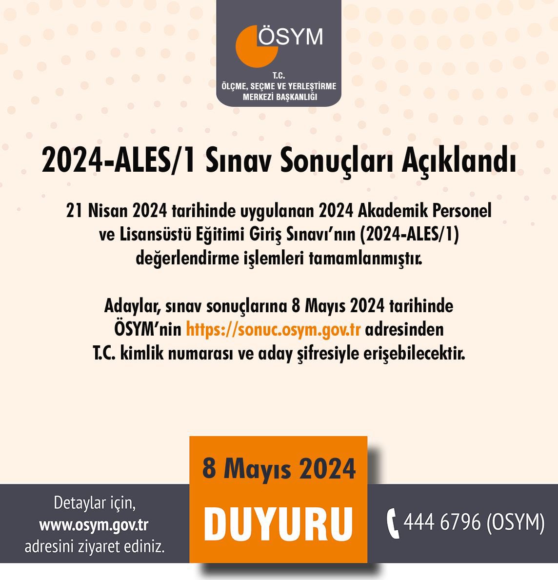 2024-ALES/1 Sınav Sonuçları Açıklandı osym.gov.tr/TR,29365/2024-…