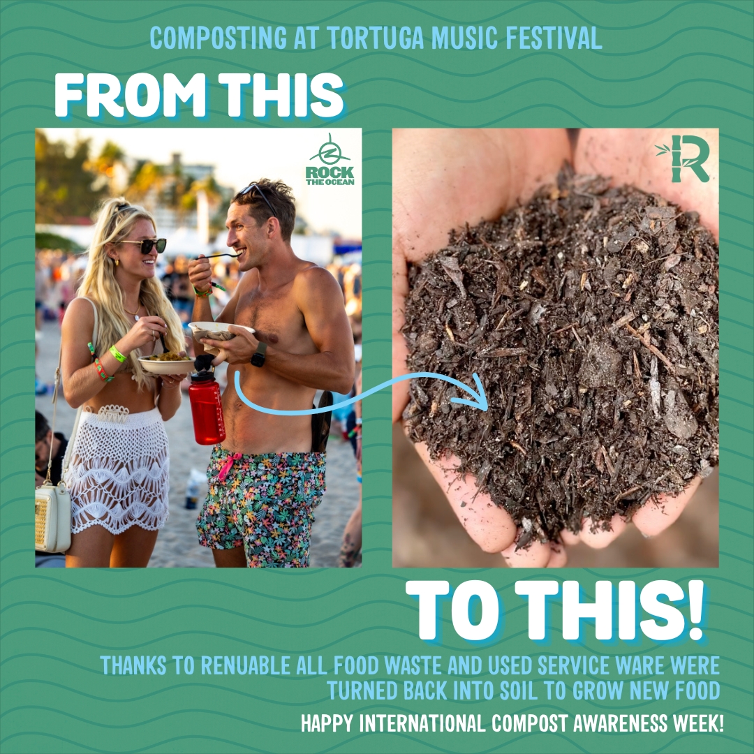 🌍♻️ Did you know that all food scraps and serviceware were composted at Tortuga? Every plate, bowl, fork, spoon & cup that were thrown into the compost bins are being turned back into soil! Happy Compost Awareness Week! 🌿🌎