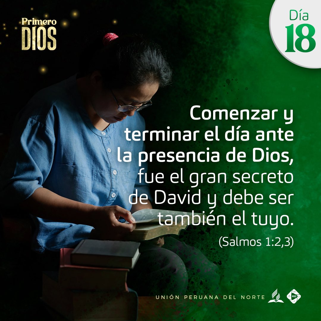 ✨ Frase #Día18 “Comenzar y terminar el día ante la presencia de Dios, fue el gran secreto de David y debe ser también el tuyo”. 💪🏽 #PrimeroDios

📖 Versículo: Hechos 13:22 👑 #RID