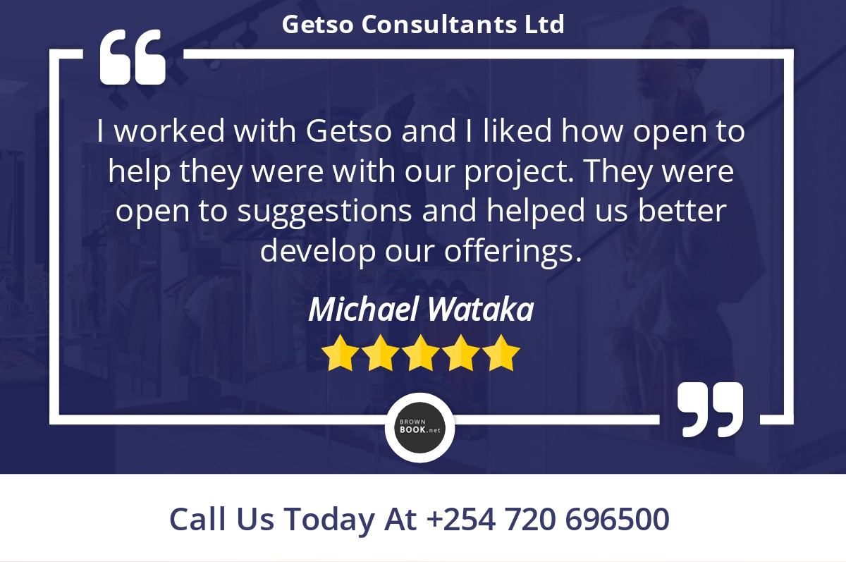 5 Star: Michael W. "I worked with Getso and I liked how open to help they were with our project...."