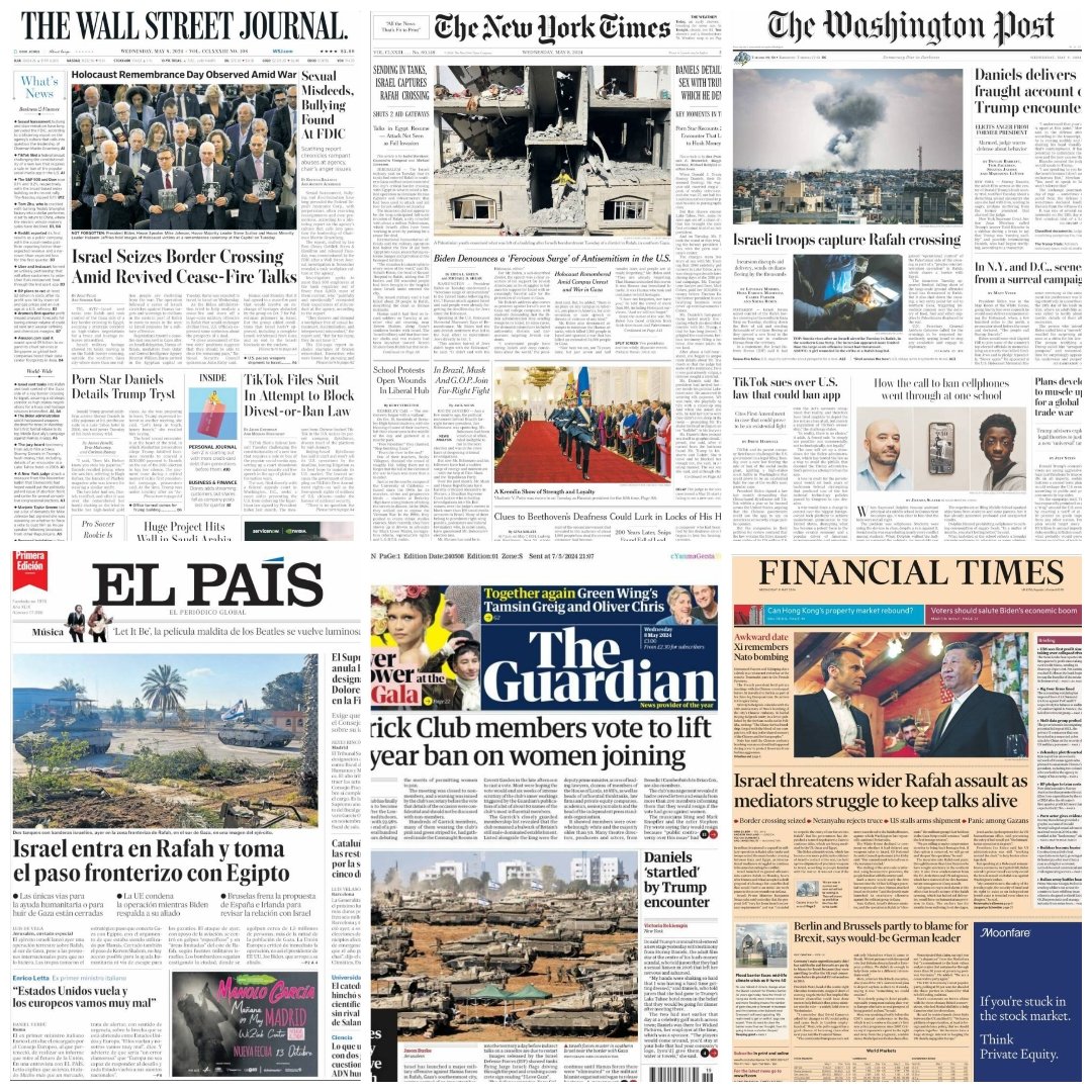 Periódicos en el mundo... #TheWallstreetJournal #Thenewyorktimes #Thewashingtonpost #TheGuardian #ElPaís #Financialtimes #news #newspaper #may8
