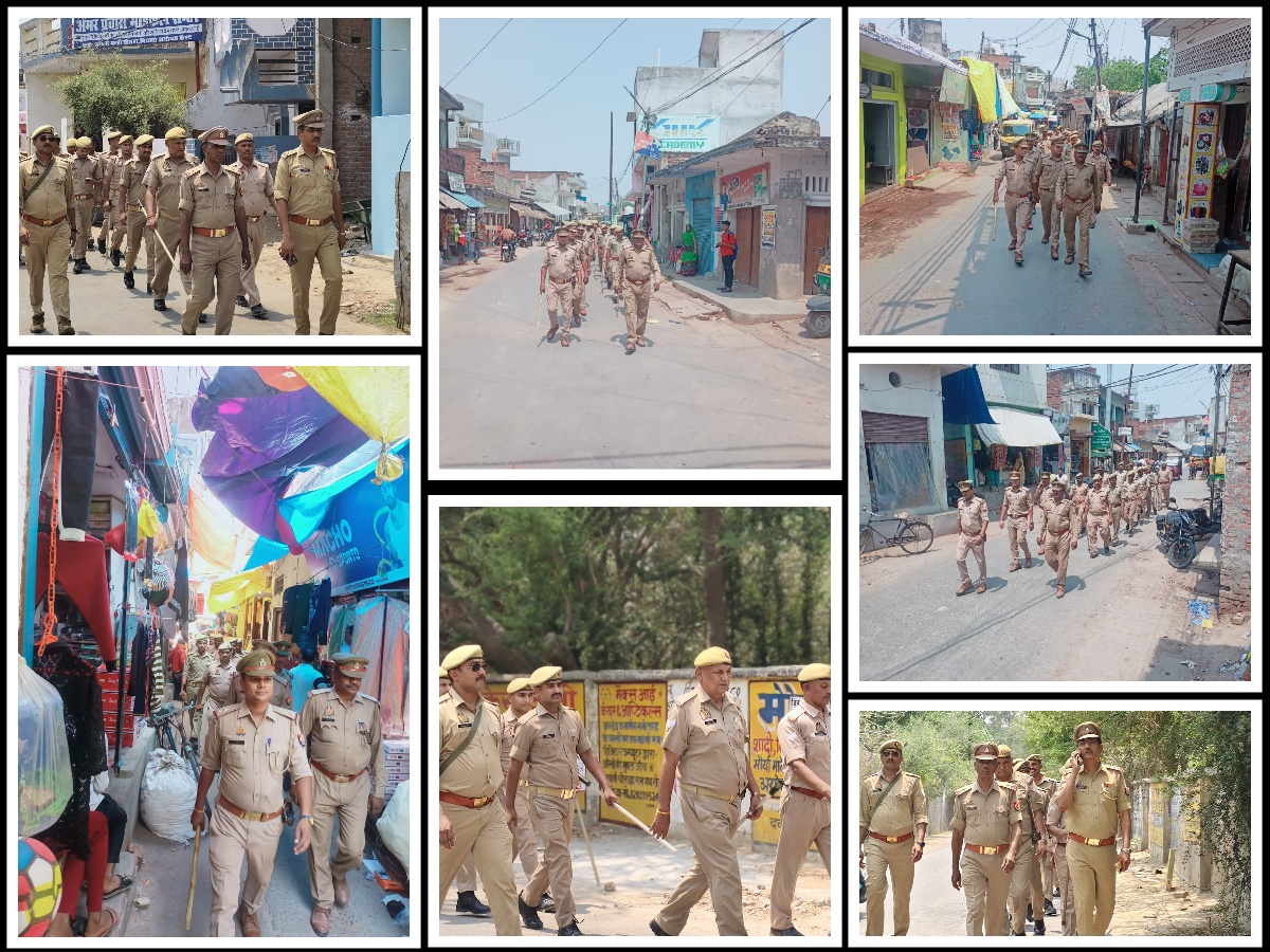 आगामी लोकसभा चुनाव के दृष्टिगत शान्ति व सुरक्षा व्यवस्था हेतु समस्त थाना प्रभारी/थानाध्यक्ष द्वारा अपने अपने थाना क्षेत्र में पुलिस बल के साथ विभिन्न स्थानों पर पैदल भ्रमण किया गया, आमजन को कराया सुरक्षा का अहसास। #ayodhyapolice #UPPolice