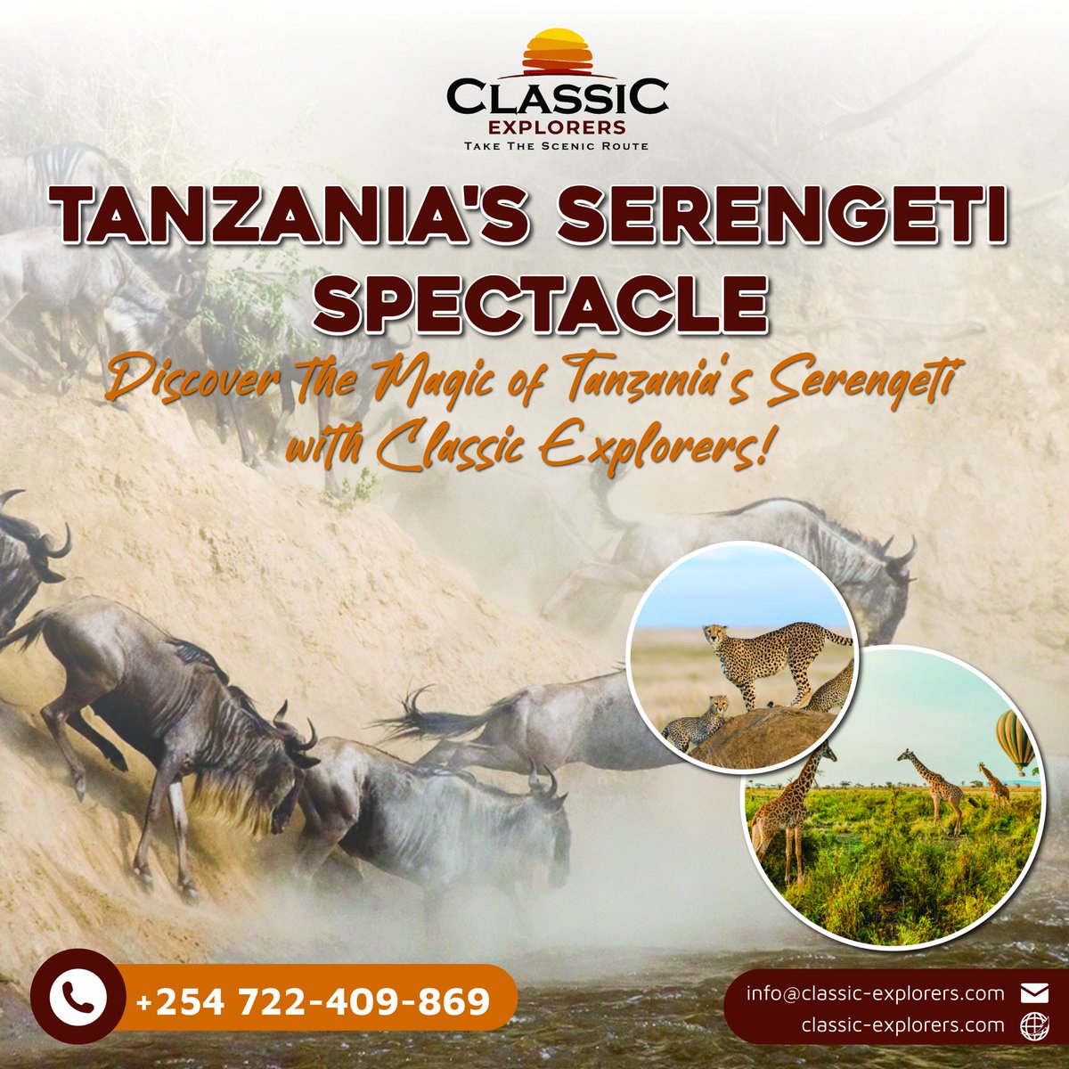 Join us on a journey through this wilderness, encountering incredible animals and breathtaking scenery. End your day with an adventure-filled evening and a memorable dinner, Call or WhatsApp 0722409869 #serengetinationalpark #serengetisafari #classicexplorers #tanzaniasafari