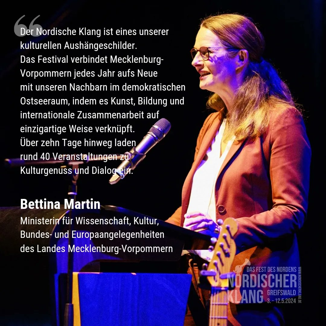 Am 3. Mai wurde gemeinsam mit der Prominenz der Nordische Klang feierlich eröffnet. Lasst euch von den Worten über die Bedeutung eines gemeinsamen kulturellen Lebens entlang der Ostsee an dem Beispiel vom Nordischen Klang inspirieren! 
#nokl24 
<a href="/BotschaftEstBer/">Botschaft Estland</a> <a href="/Daenemark_in_DE/">Dänische Botschaft in Deutschland</a>