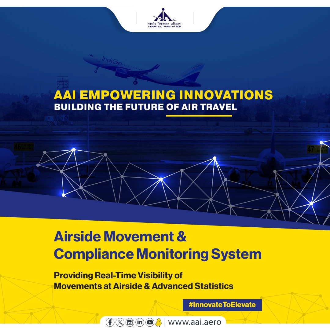AAI - Redefining Airport Efficiency through Innovations! Under the #AAI #Startup Policy, the Airside Movement and Compliance Monitoring System #AMCOMS has been implemented which provides real-time information on airside movements using advanced analytics and also facilitates…