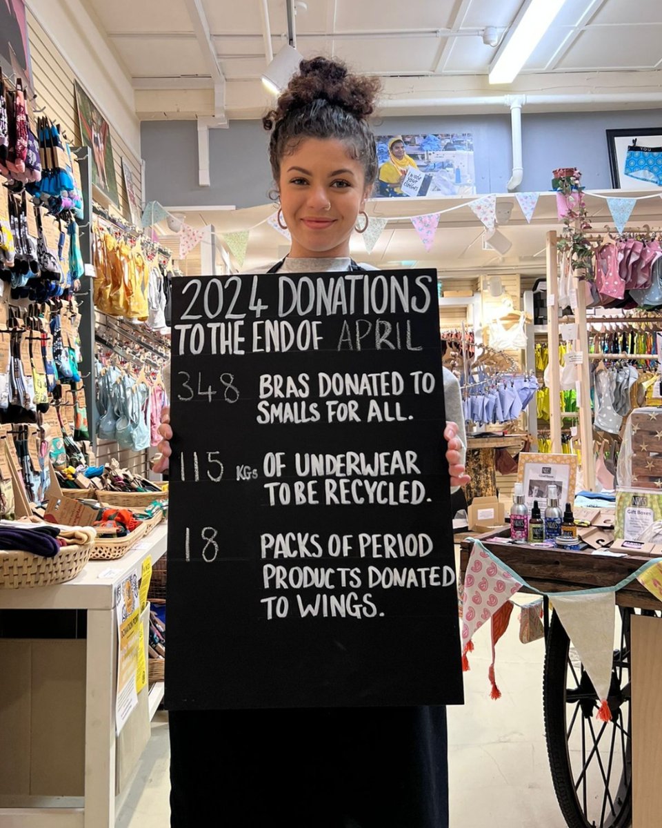 A record month for recycling! ♻️ In April alone, we received over 36kg of old underwear and socks for recycling. That's 115kg this year that we can donate to Cotton Lives On to turn into roll matt inserts for those in need.  Thank you as always for your support 🙌