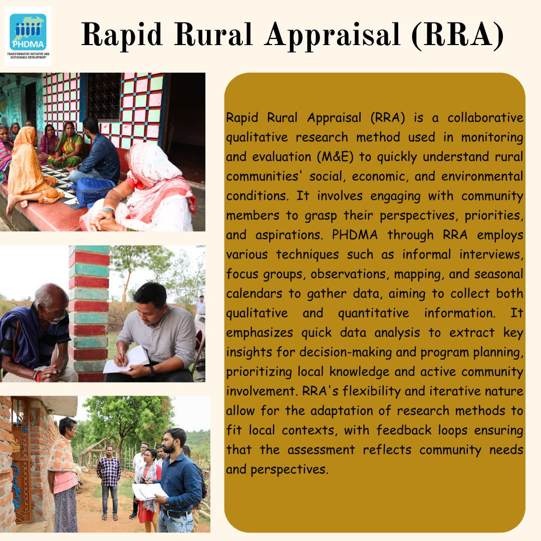 #RapidRuralAppraisal (RRA) is a collaborative qualitative research method. 
RRA is used in monitoring and evaluation (M&E) to quickly understand social, economic and environmental issues existing in rural areas and affecting rural communities.

#MonitoringAndEvaluation #PHDMA