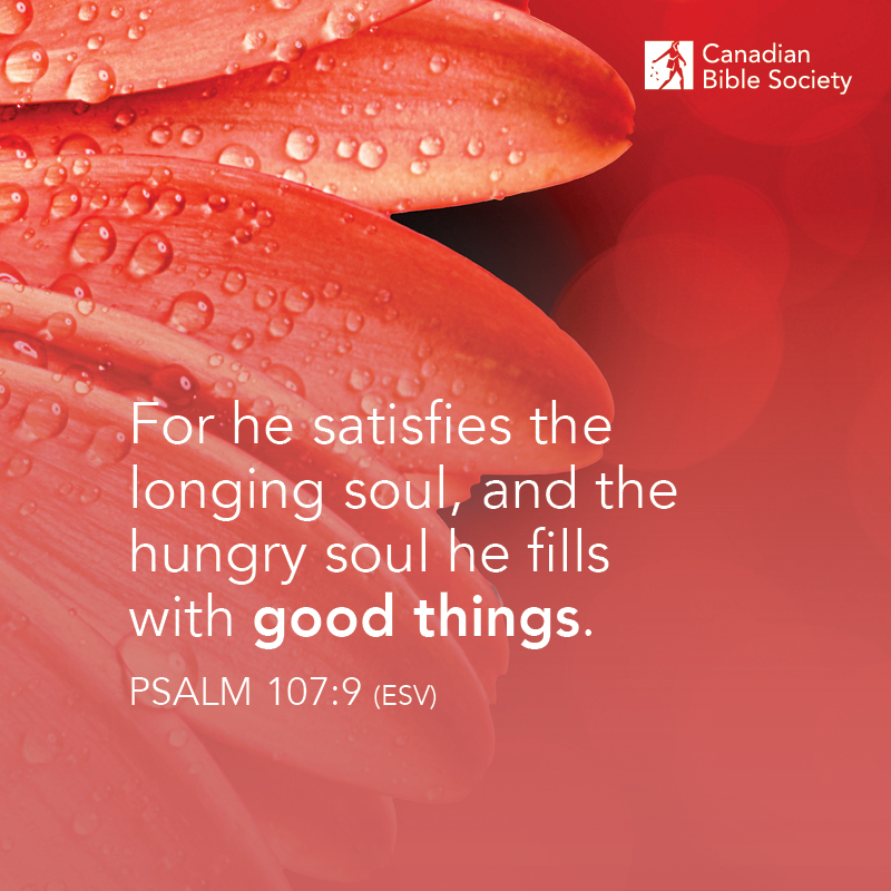 “For he satisfies the longing soul, and the hungry soul he fills with good things.” PSALM 107:9 (ESV) #bibleversedaily #bibleverses #bibleverseoftheday #versesfromthebible #biblestudy_verses #bibledailyverse #dailybiblereading #mydailybibleverse