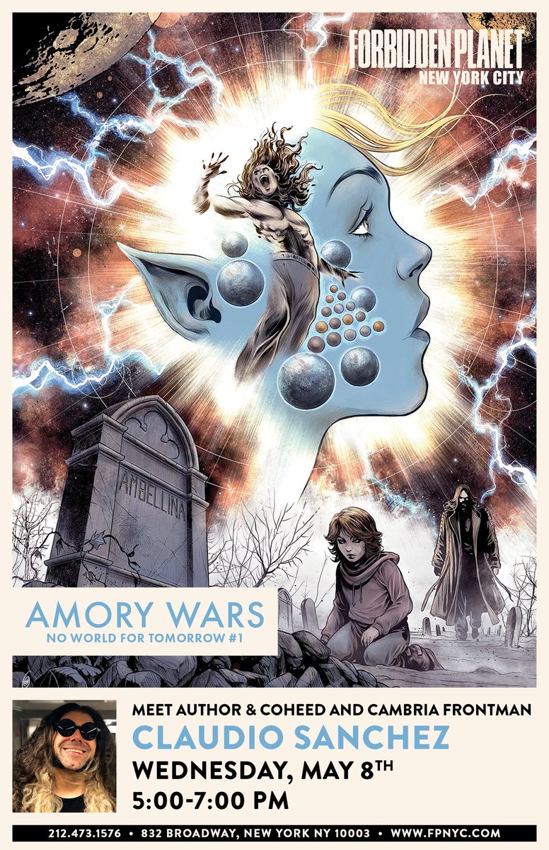Or no world… PICK UP ISSUE ONE THE “AMORY WARS | GOOD APOLLO, I’M BURNING STAR IV — VOLUME II: NO WORLD FOR TOMORROW” 💥 IN STORES TODAY! NYC — MEET CLAUDIO SANCHEZ AT FORBIDDEN PLANET TODAY AT 5PM
