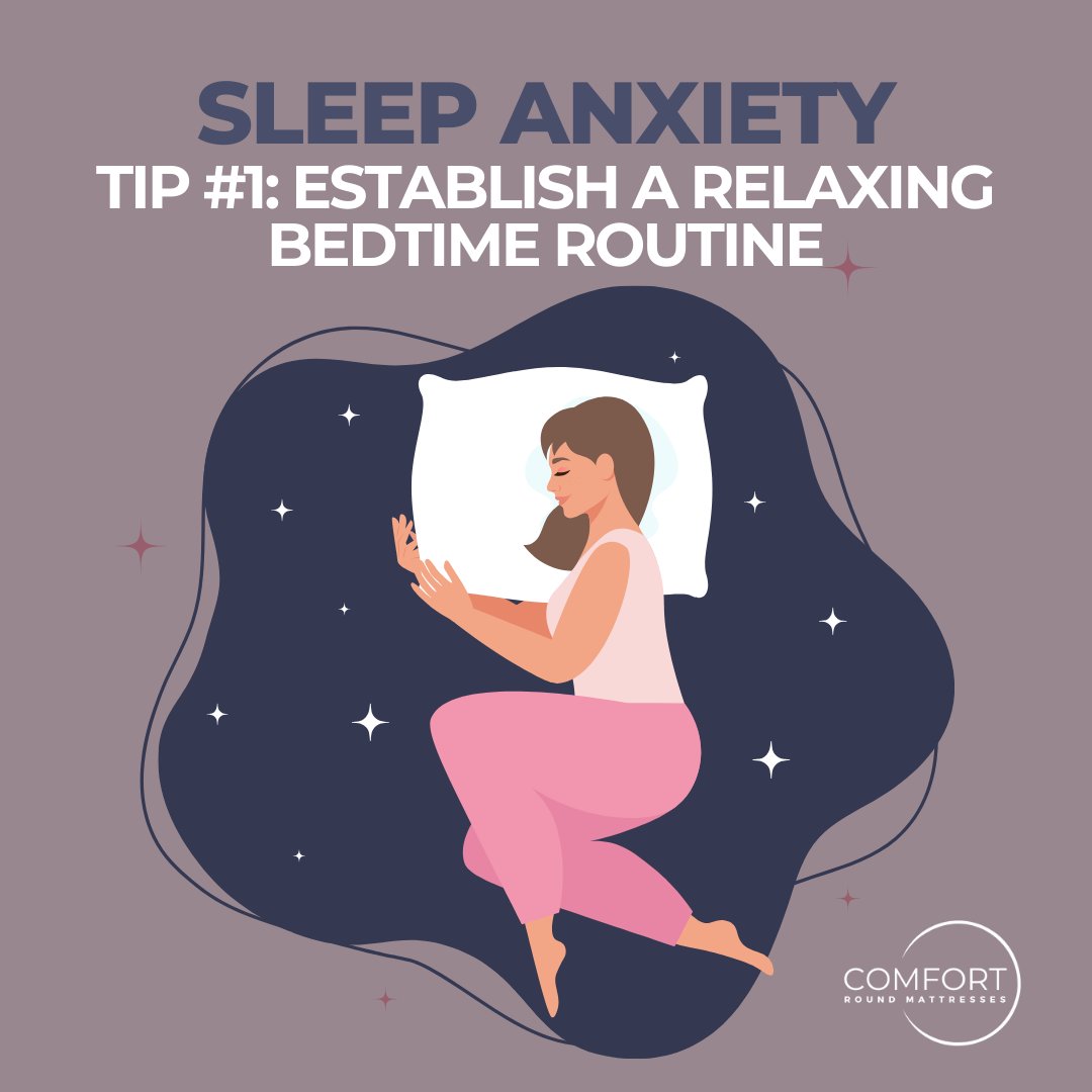 🌙 Tip #1 in our '5 Tips for Sleep Anxiety' series: Establish a calming bedtime routine! 🛁 Create a tranquil pre-sleep ritual to ease anxiety and promote restful sleep. Stay tuned for more sleep-enhancing tips! 💤 #SleepAnxiety #BedtimeRoutine #ComfortRoundMattresses