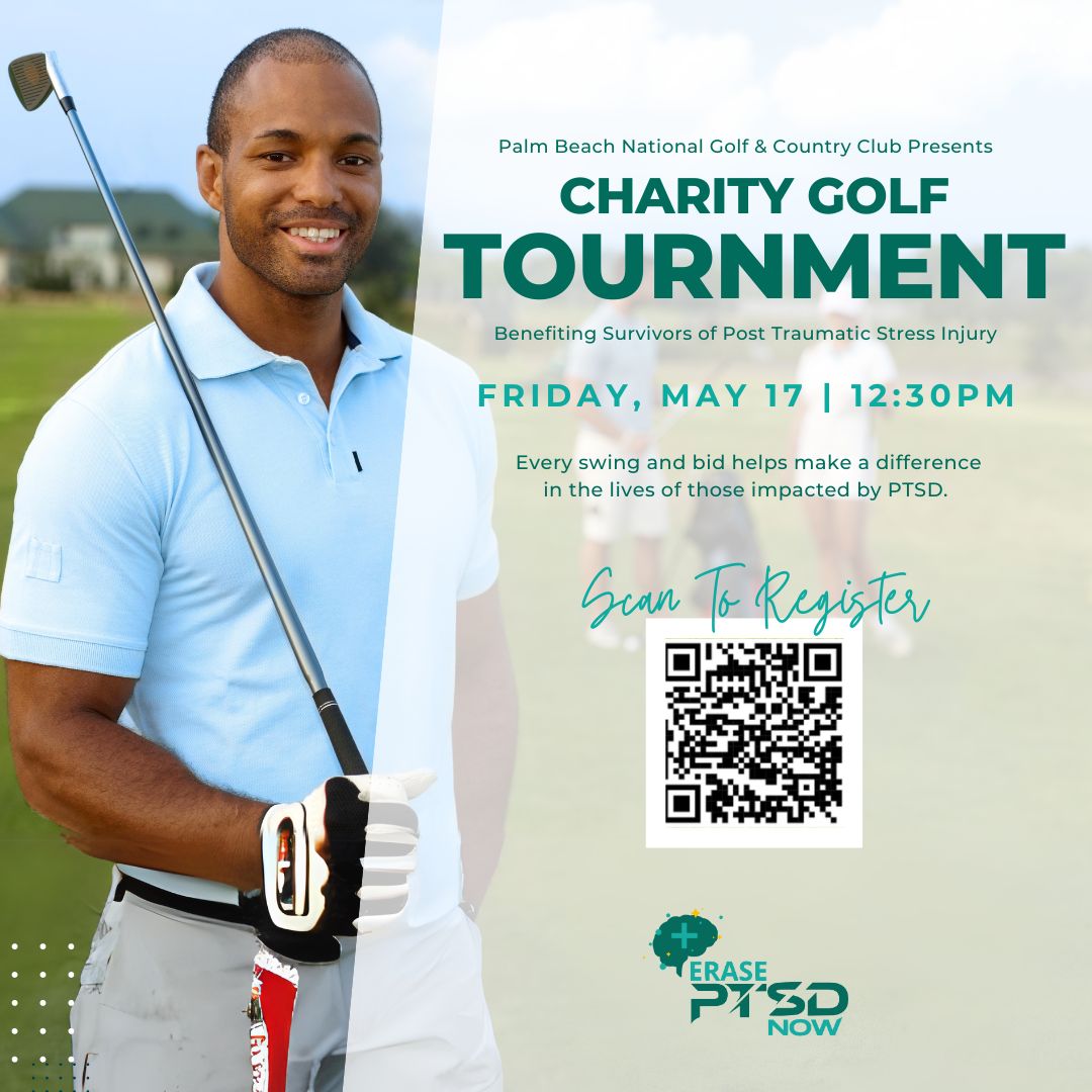 Join us at the #Golf Charity Tournament dedicated to supporting #PTSD #survivors. Gather your team for a day of competition, camaraderie, and heartfelt giving. Every swing #makesadifference! Register using the QR code or at eraseptsdnow.org/golf#register