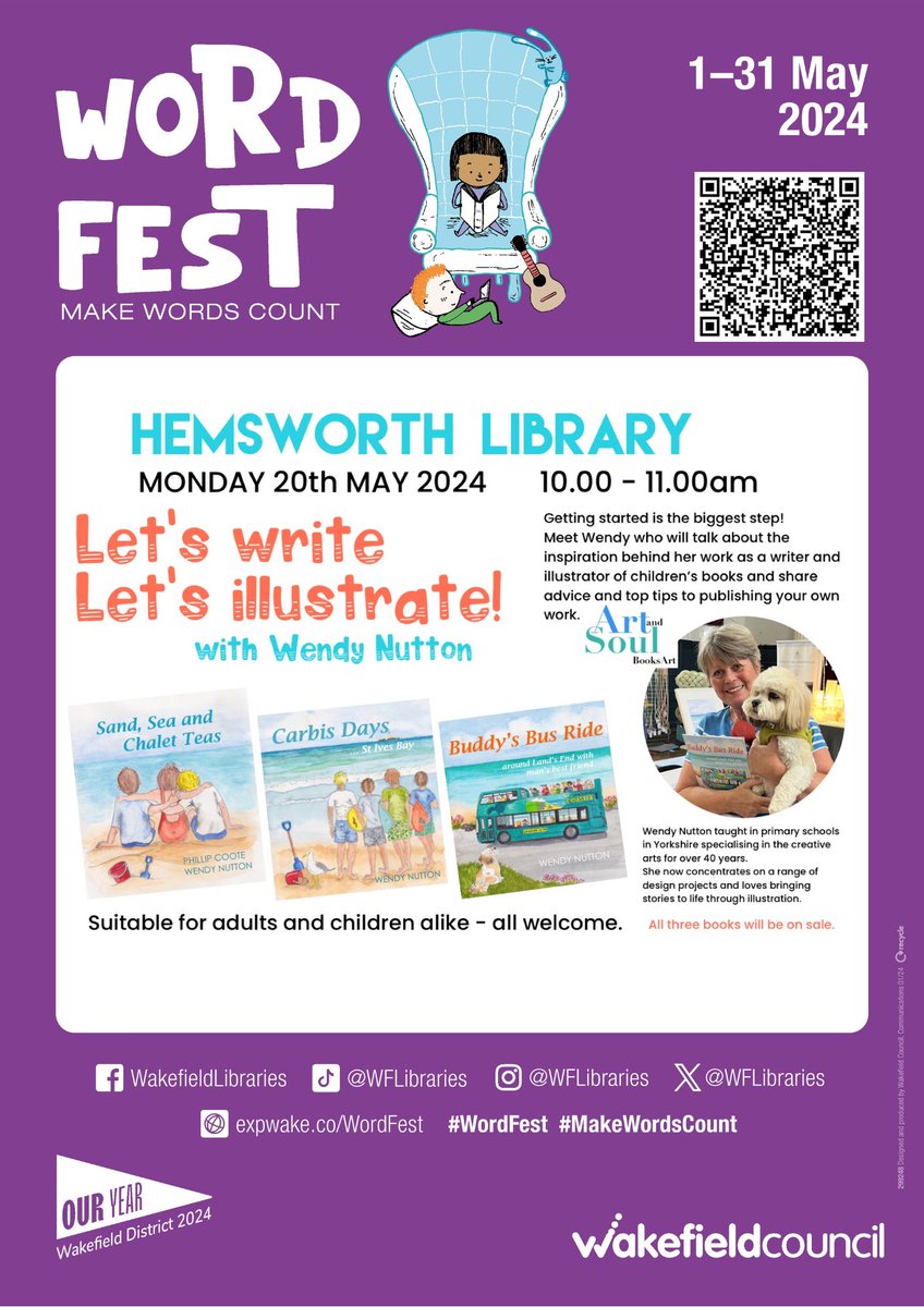 WFlibraries's tweet image. 📖Meet writer and illustrator Wendy Nutton at #HemsworthLibrary!
📅 Mon 20 May ⏰10-11am 📍Hemsworth  Library

Booking required, visit ticketsource.co.uk/whats-on/west-… 

@mywakefield @wfmuseums @ouryear2024 @expwakefield @hemsworthtc @pontefractreads @wendynutton
