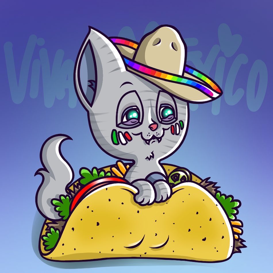 Good meowing ☀️ Have a wonderful Wednesday🫶🏻 ✈️😜I personally have been travelling … 🥰 ajuuuaa! Randocats in the mood🇲🇽🤠💚 Randocat 🌮 Taquito 🌮 Currently owned by @CapsNFTs #NFTCommmunity #Randocats