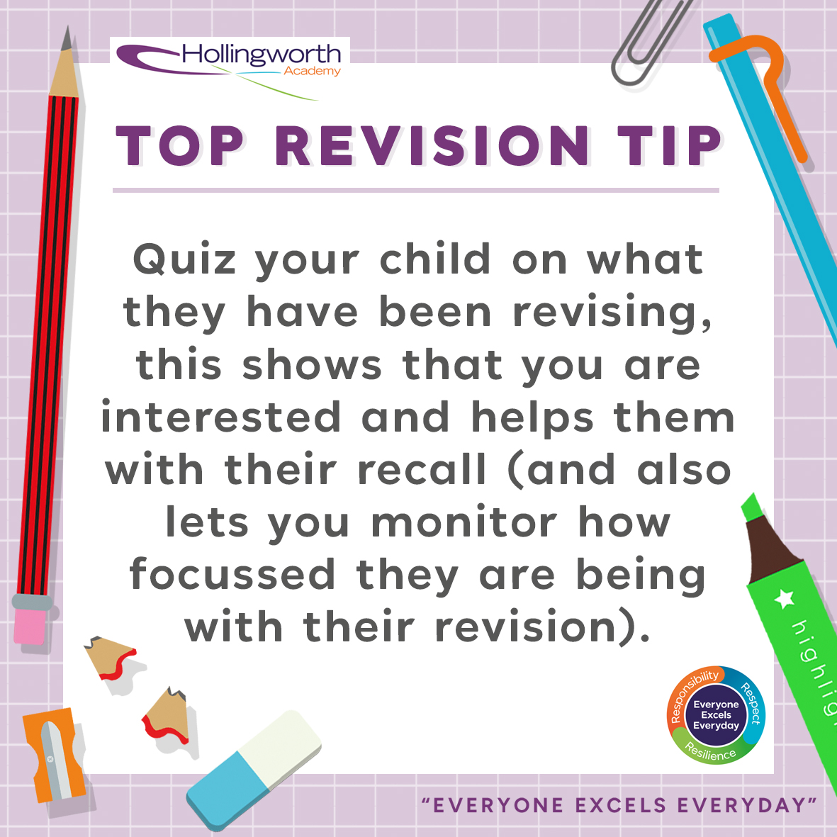 This week’s top revision tip for Year 11 parents and carers! @WCSQM #raisingrochdale #worldclass #everyoneexcelseveryday