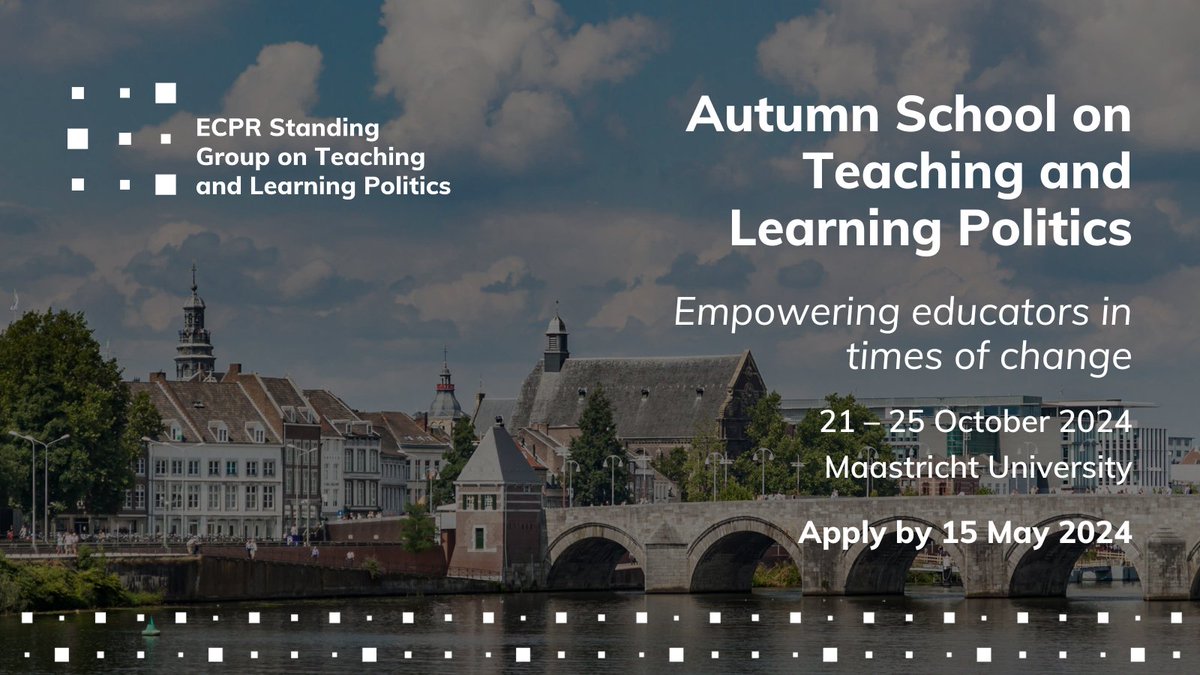 🏅 Develop an effective teaching strategy at @ECPRTeaching brand-new event 🎓 Aimed at early career scholars including PhD students, postdocs, teaching fellows & senior academics looking to enhance their teaching skills in #PolSci ⏰ One week left to apply ecpr.eu/Events/275