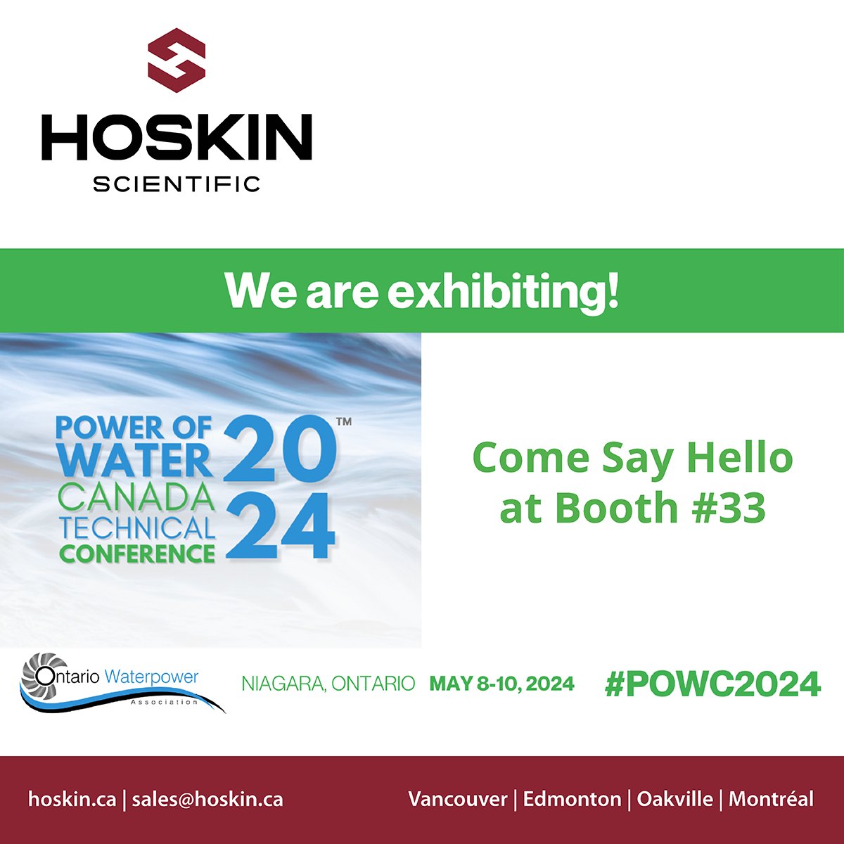 We can’t wait to connect with you at the @Ontario Waterpower Association’s
conference, the largest gathering of the #hydroelectric sector in Canada. Come by and
visit us at Booth 33, May 8-10, 2024, in Niagara, ON. Register today at
bit.ly/3hnLl31  #POWC2024