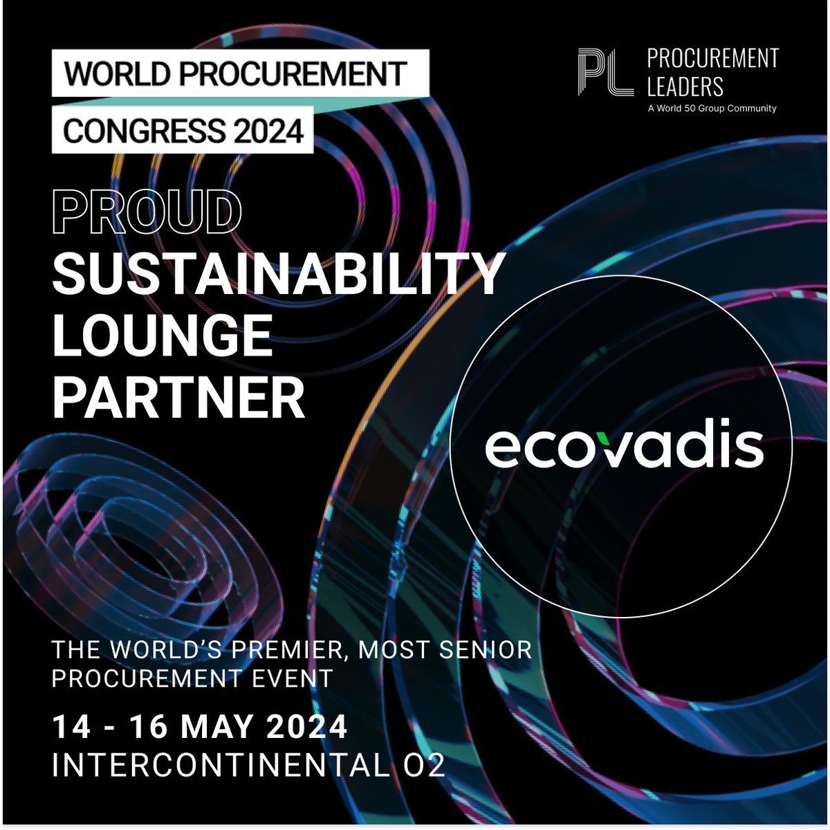 EcoVadis will be at the World Procurement Congress in London from May 15-16! As partners, we're leading the charge for sustainable procurement. Meet us at the Sustainability Lounge to discuss all things sustainable procurement. Register now 👉 ecovad.is/4dvQazR