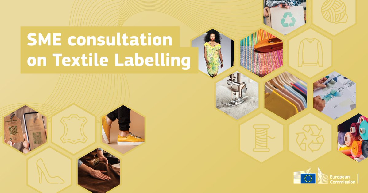 📣 Calling all #SMEs working in #EUTextiles 🧵 🗓️ You have until 7 June to respond to our consultation on revising the Textile Labelling Regulation 👇 europa.eu/!MRd6pb 🤝 Help us shape EU policy to better fit your needs! #EUHaveYourSay