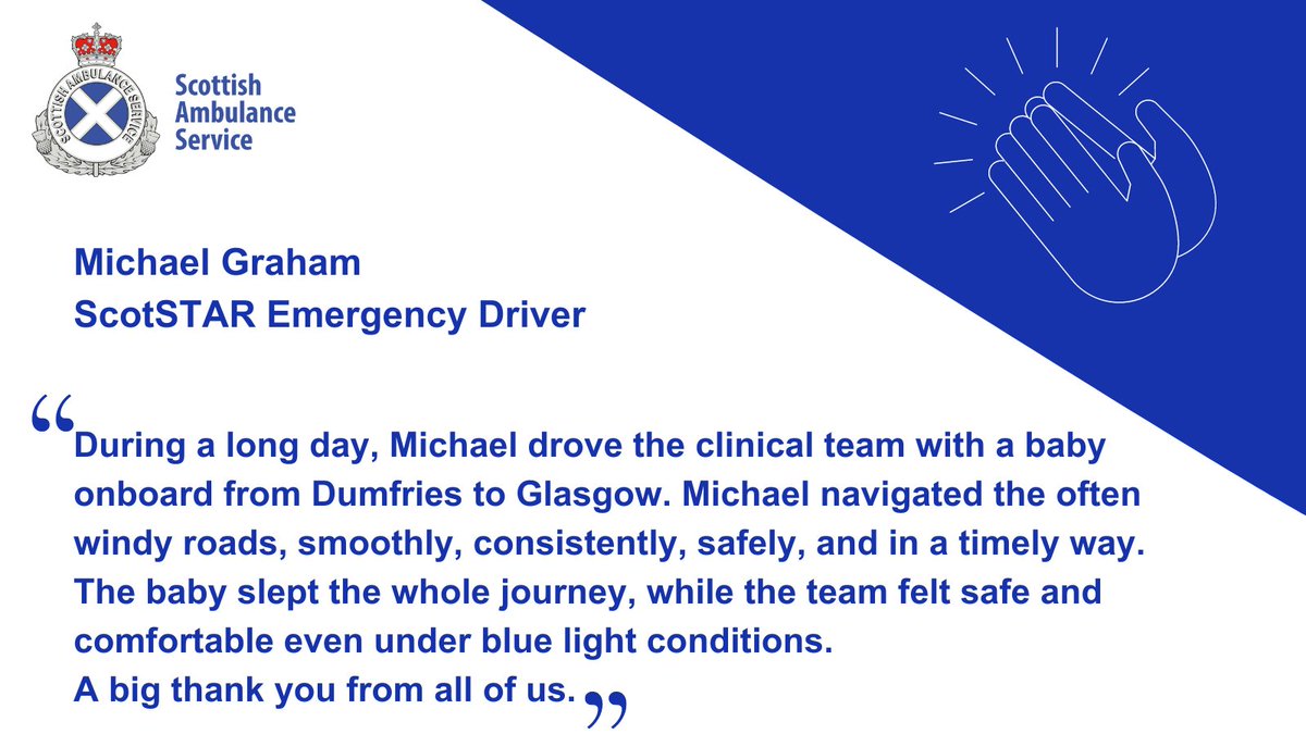 Happy #WellDoneWednesday! Today we are featuring Michael Graham, Emergency Driver for our ScotSTAR division, who was given a Greatix for his superb work by fellow colleagues. Find out more about ScotSTAR on our website here: ow.ly/mZTB50RzcEJ