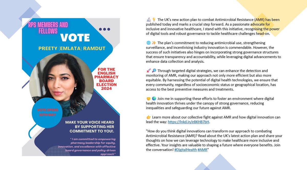 🔬💡 The UK's new 5 year action plan to combat Antimicrobial Resistance (AMR) has been published today and marks a crucial step forward: gov.uk/government/pub… #AMR #DigitalHealth #HealthcareInnovation #InclusiveHealthcare #AntimicrobialResistance