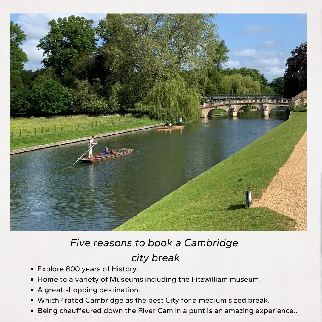 Thinking of booking a city break? Here are 5 reasons why you want to make Cambridge your choice of destination.
We are open from 6th July - 21st Sept for the summer period if you are looking for somewhere to stay. #visitcambridge #Citybreak