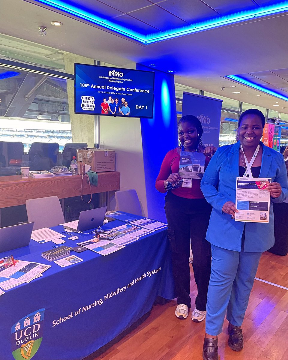 Delighted to have Stage 3 General Nursing student Stephanie pop by to say hello at today’s @INMO_IRL Conference 👏🏻 Stephanie flying the flag with Olayinka @NursecoachO