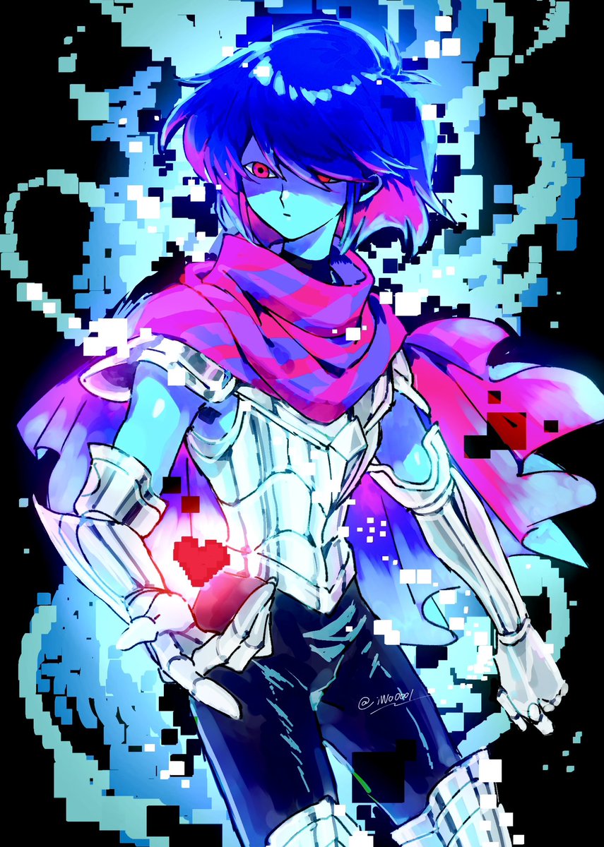 solo looking at viewer short hair gloves red eyes closed mouth blue hair  illustration images