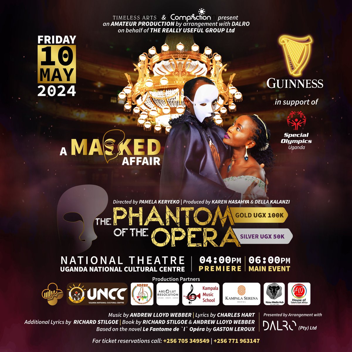 Didn't experience the allure of the masked celebration? Join us for The Phantom of the Opera premiere at National Theatre. 
Grateful for the support from @UNCC_UG @NdereCentreUg @KampalaMusicScl @Absolutesolut1 House of Talent East Africa, @kampalaserena and @NzouMedia