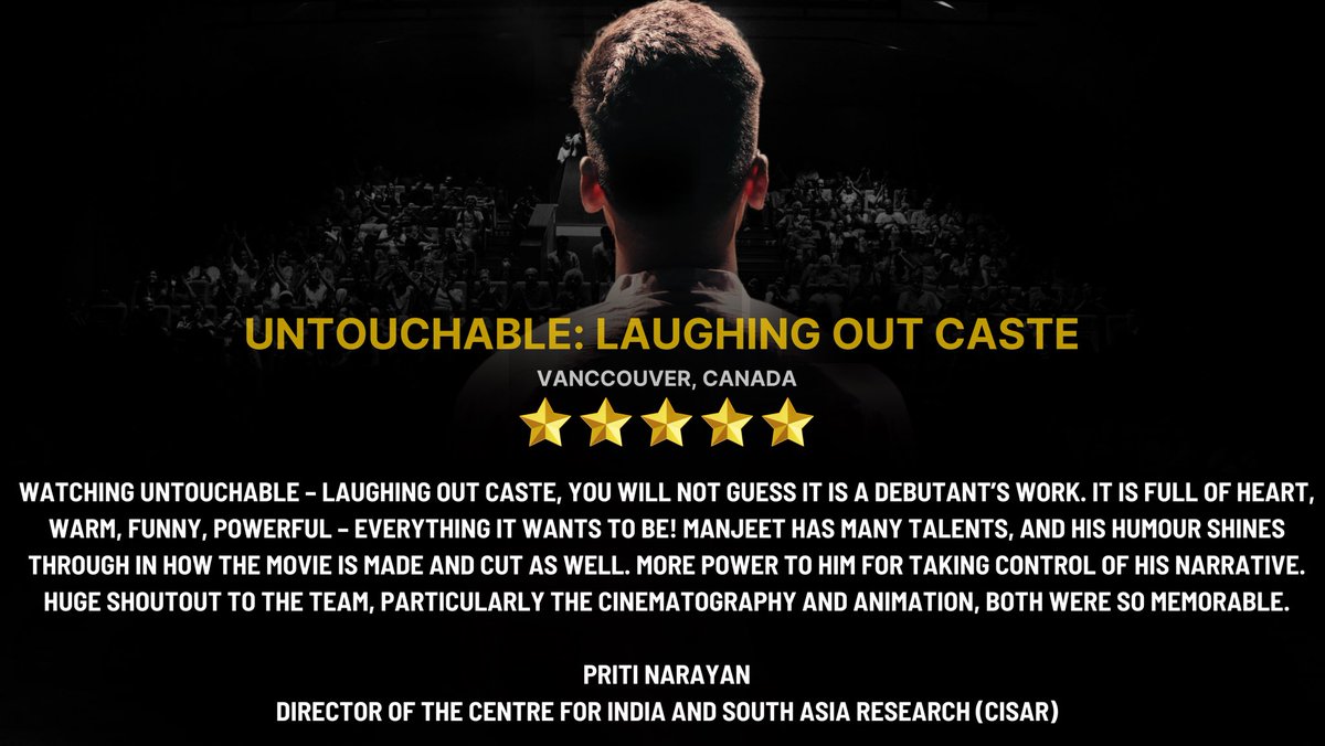 NotSarkar's tweet image. Review of our film Untouchable:Laughing Out Caste from Vancouver Screening 💙🌻