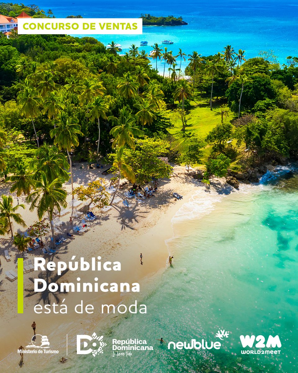 World2Meet's tweet photo. 🟩 𝗖𝗢𝗡𝗖𝗨𝗥𝗦𝗢 𝗗𝗘 𝗩𝗘𝗡𝗧𝗔𝗦 𝗧𝗥𝗔𝗩𝗘𝗟 𝗦𝗔𝗣𝗜𝗘𝗡𝗦 | ¡Tus ventas pueden hacerte ganar un fantástico premio! 
 
#Newblue en colaboración con #RepúblicaDominicana lanzan un nuevo reto para agentes de viajes en nuestra plataforma de #TravelSapiens con las reservas Quality y/o Absolut.
 
Habrá sólo un/a ganador/a con las ventas generadas hasta el 30 de septiembre. 
 
Para participar debes estar inscrito en #TravelSapiens. Si aún no lo estás, puedes hacerlo entrando 👉https://t.co/9duGTdJEgo
 
Somos #World2Meet. Somos #NewTravelPhilosophy 💚
 
#NeweraW2M #W2M #Agentesdeviajes #AgenciasdeViajes #Concurso @GoDomRep