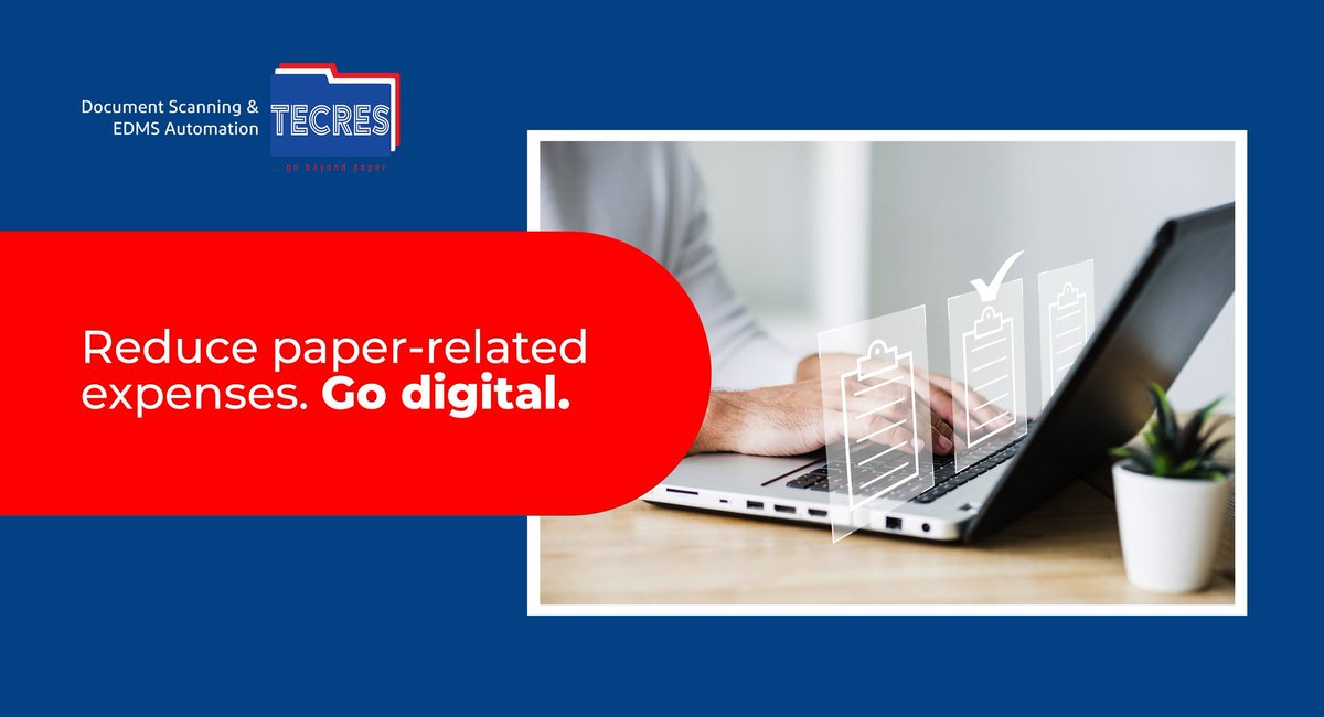 Say goodbye to the hassle and cost of paper-based systems and embrace the convenience and cost-effectiveness of digital solutions with Tecres technologies today. 

#TecresTechnologies
#DocumentScanning
#EDMSAutomation