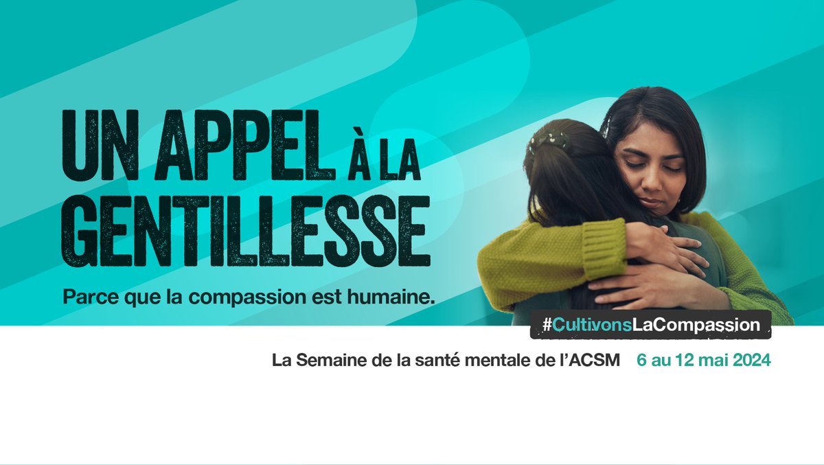 En cette Semaine de la santé mentale, faisons preuve de gentillesse envers nous-même et les autres. Parce que la compassion est humaine.

➡️ acsmmontreal.qc.ca

#CultivonsLaCompassion #SemaineDeLaSantéMentale