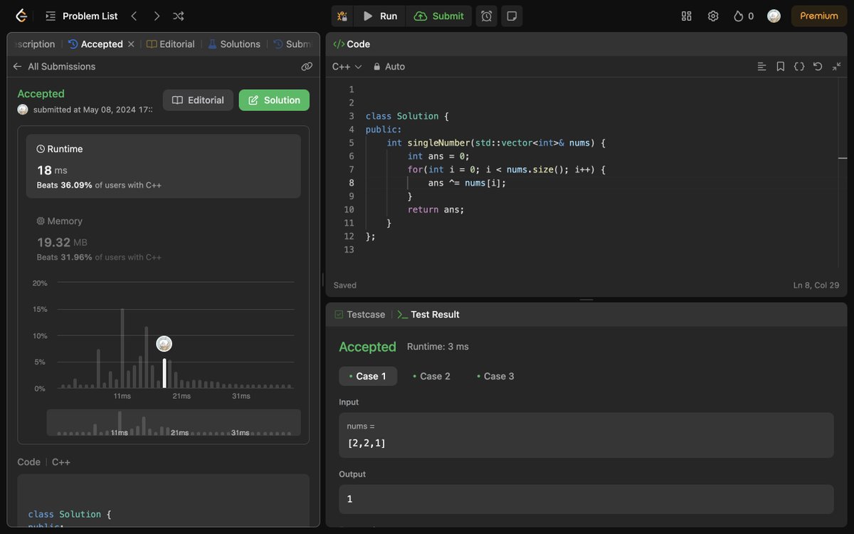cryptoCommiee's tweet image. Day 16 of #100DaysOdCode : Solved @LeetCode 136. Single Number using XOR bitwise operator.#DSA