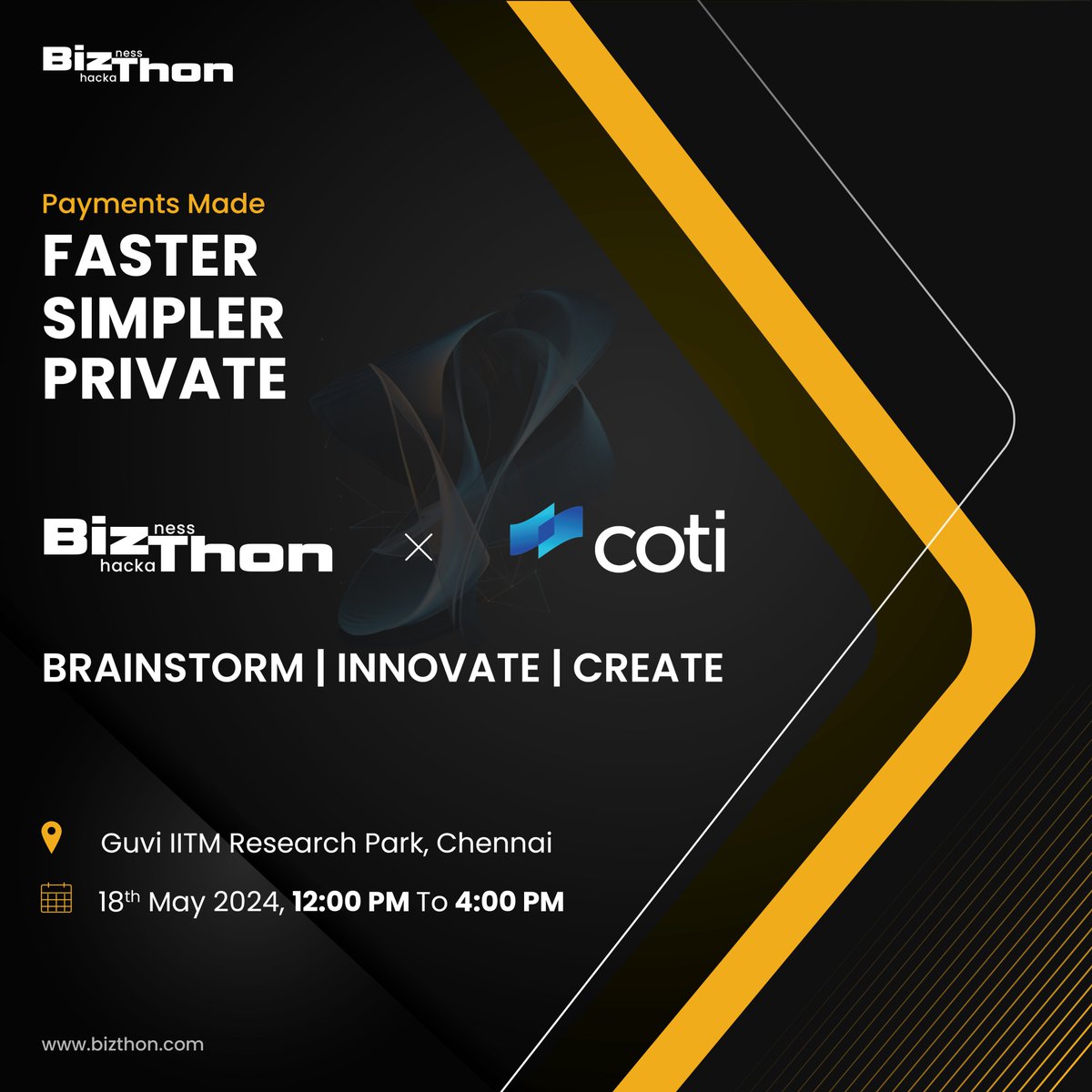 Experience innovation at the inaugural @COTInetwork x #BizThon workshop, 'Coti; Chennai Meetup' 🚀 📍Guvi IITM Research Park, Chennai 🗓 18th May 2024, 12:00 PM - 4:00 PM Secure your seat now at bizthon.com! #coti #workshop #Chennai