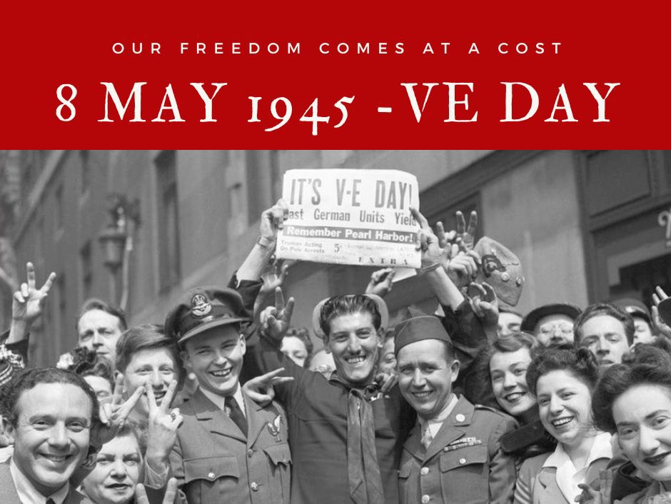 Am 8. Mai 1945 endete der Zweite Weltkrieg in Europa durch die vollständige Kapitulation der deutschen Wehrmacht. 'Das Vergessenwollen verlängert das Exil, und das Geheimnis der Erlösung heißt Erinnerung' v. Weizsäcker #NieWieder #TagderBefreiung #VEday