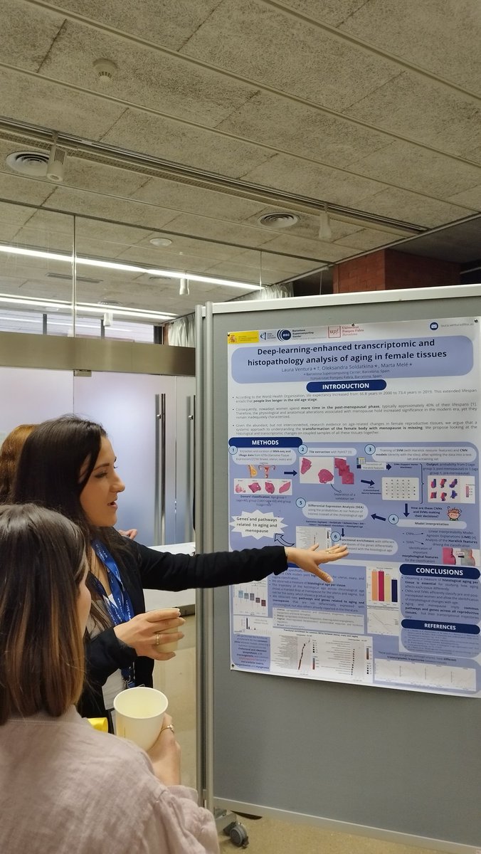 @lauraventurasp presenting her research work on transcriptomic and histopatology analysis of aging female tissues using deep-learning at the 11th @BSC_CNS Doctoral Symposium #DocSym