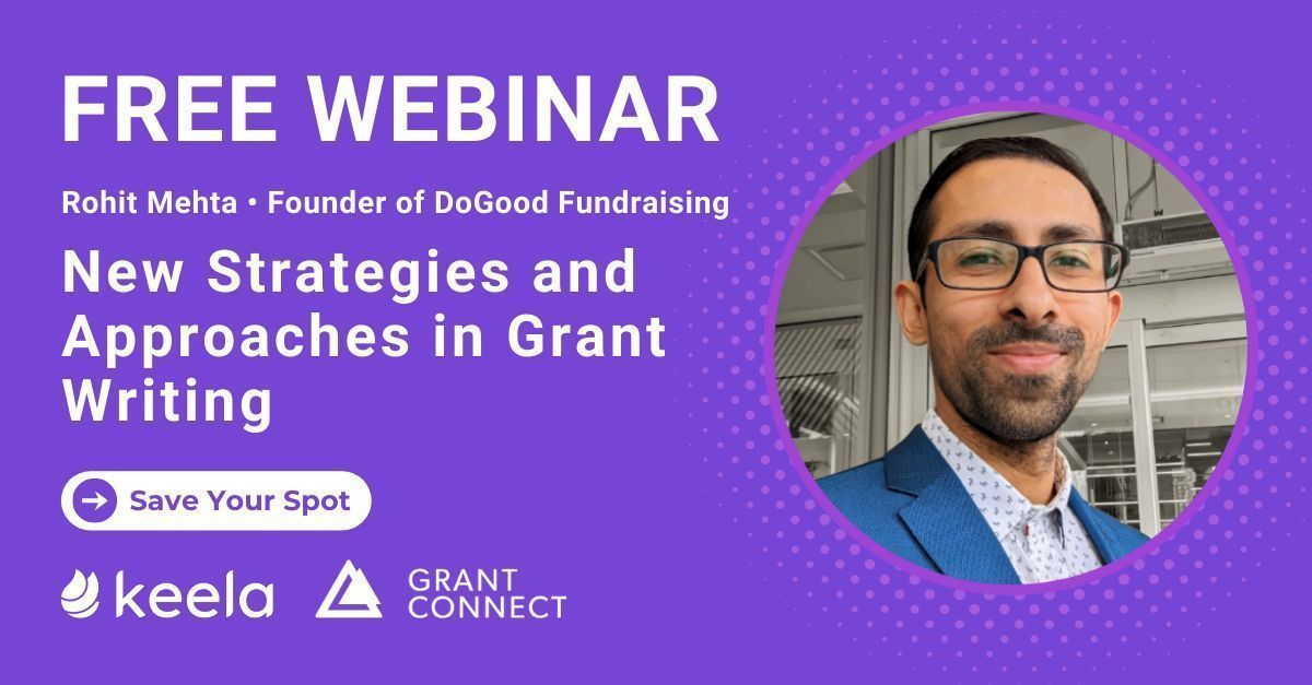 Looking to stay up to date with the ever-evolving grant landscape? Join us for a free webinar with Rohit Mehta, Founder of DoGood Fundraising, to explore new strategies and approaches in grant writing. Presented by @GrantConnect & @Keela. Register here: buff.ly/3UCvbnF