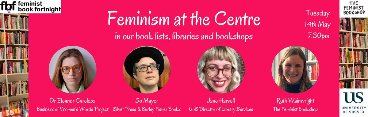 Next Tues 14th May in Brighton! Our own @elcareless will be in conversation with author So Mayer @Silver_Press_ , librarian Jane Harvell @SussexUni & bookseller Ruth Wainwright @Feminist_Books_ What does it mean in 2024 to put feminism at the centre? tickettailor.com/events/thefemi…