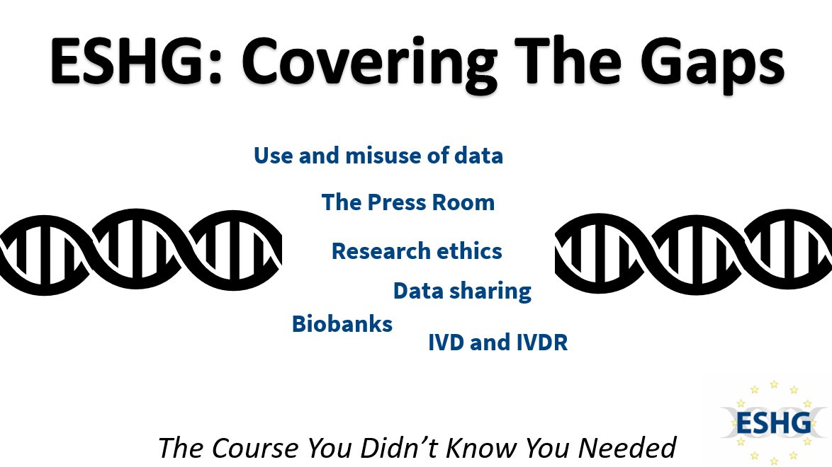 New course led by @kikiforzano and Angus Clarke Covering crucial topics for #genetics research and practice that are usually neglected More information: eshg.org/covering-the-g…