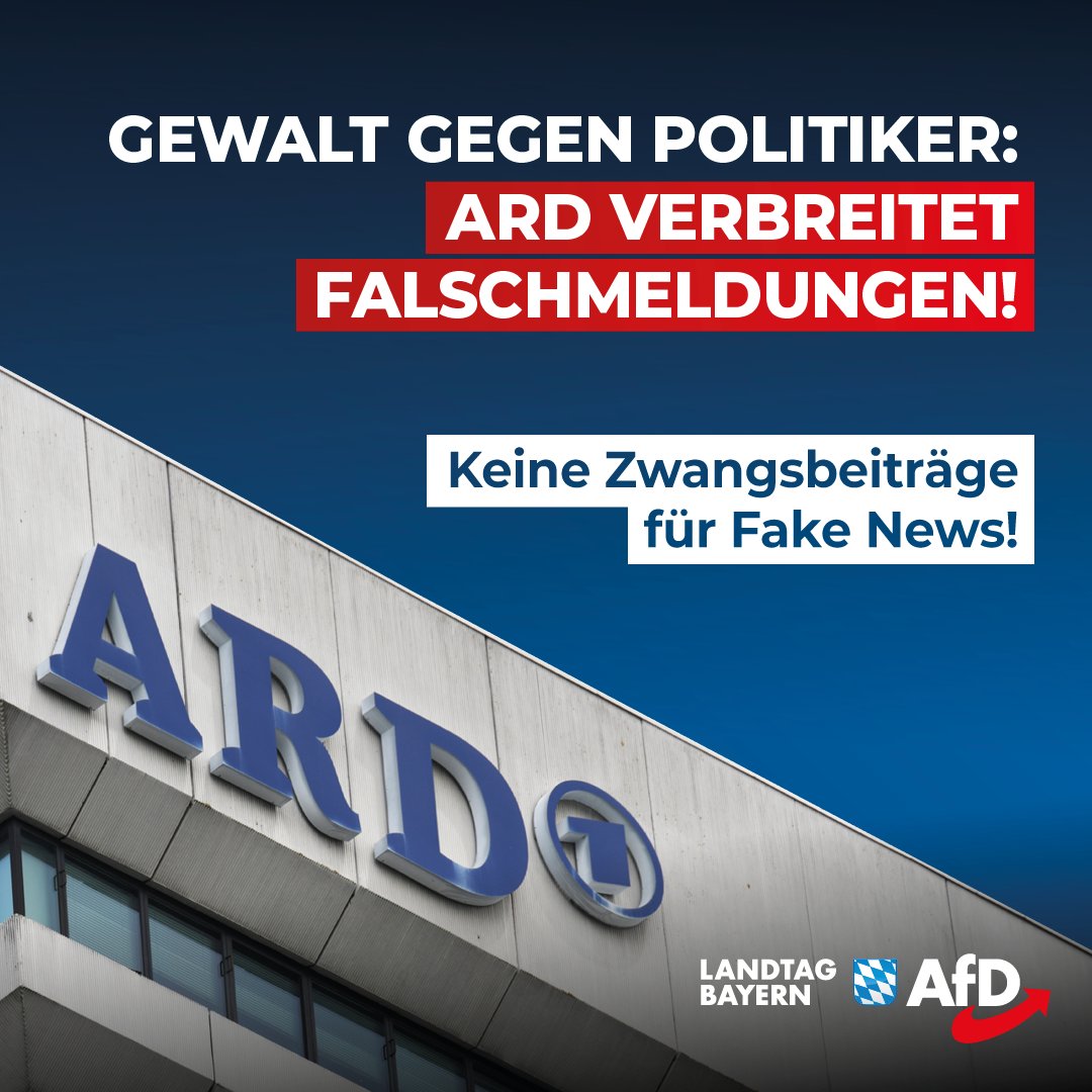 +++ Gewalt gegen Politiker: ARD verbreitet Falschmeldungen – Keine Zwangsbeiträge für Fake News! +++ In den letzten Tagen kam es zu Gewalt gegenüber Politikern und Mitgliedern mehrerer Parteien. Verschiedene Medien nutzen diese kriminellen Angriffe, um eine verlogene Kampagne…