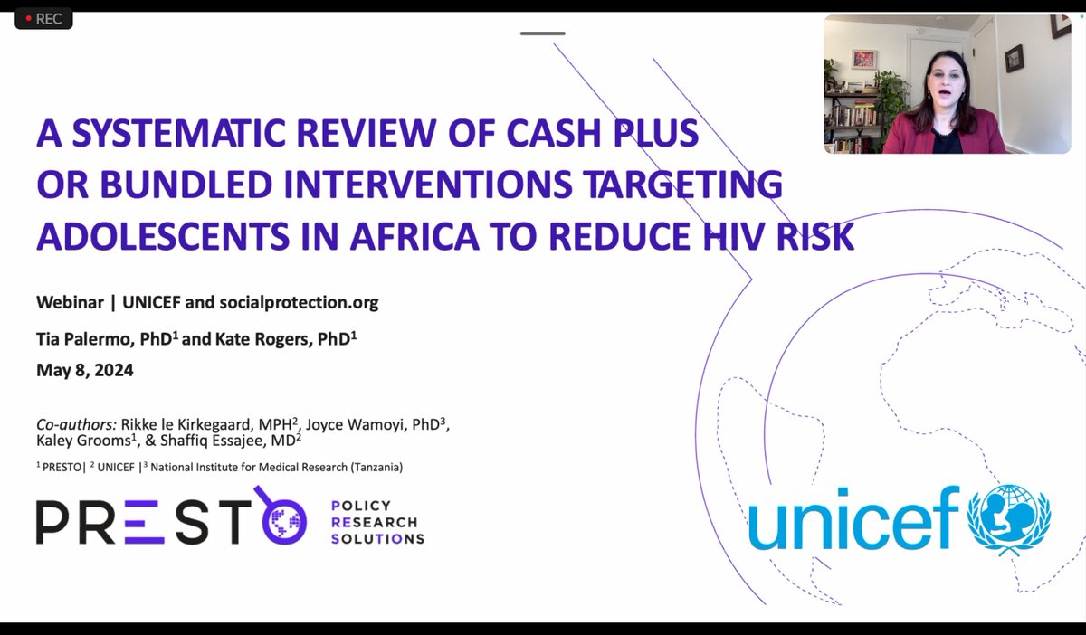 [Happening Now🚨] Unpacking the findings of a new Systematic Review of Cash Plus or Bundled Interventions Targeting #Adolescents in #Africa to Reduce #HIV Risk. Join the ongoing webinar 👉bit.ly/4aGUbQ6 @UNICEFSocPolicy | @SP_Gateway